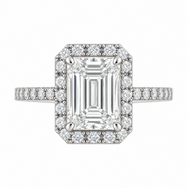 0.70ct Natural Emerald Classic Halo Engagement Ring