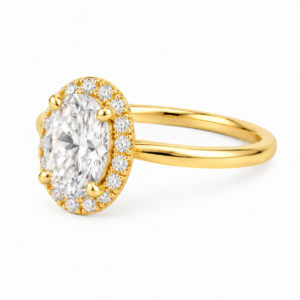 0.30ct Natural Oval Halo Solitaire Engagement Ring