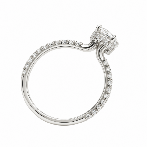 0.50ct Natural Oval Hidden Halo Engagement Ring