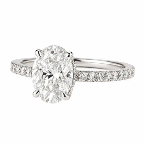 0.50ct Natural Oval Hidden Halo Engagement Ring