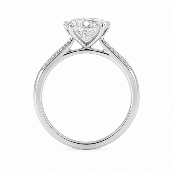 1.00ct Natural Oval Side Stone Engagement Ring