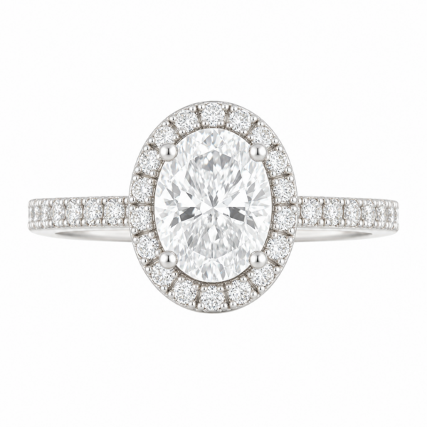 1.50ct Lab-Grown Oval Classic Halo Engagement Ring