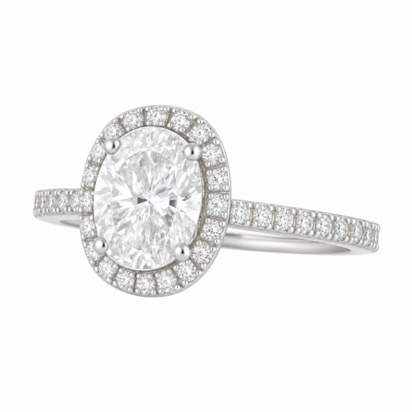 1.50ct Lab-Grown Oval Classic Halo Engagement Ring