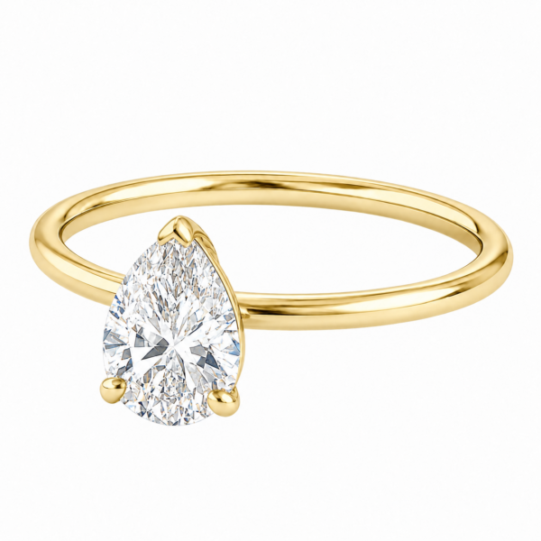 0.50ct Natural Pear Classic Solitaire Engagement Ring