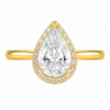 0.50ct Natural Pear Halo Solitaire Engagement Ring