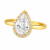 0.50ct Natural Pear Halo Solitaire Engagement Ring