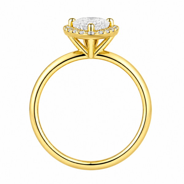0.50ct Natural Pear Halo Solitaire Engagement Ring