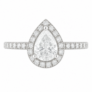 0.70ct Natural Pear Classic Halo Engagement Ring