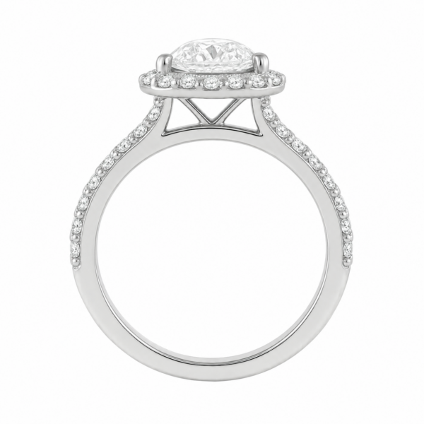 0.70ct Natural Pear Classic Halo Engagement Ring