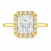 0.50ct Natural Radiant Halo Solitaire Engagement Ring