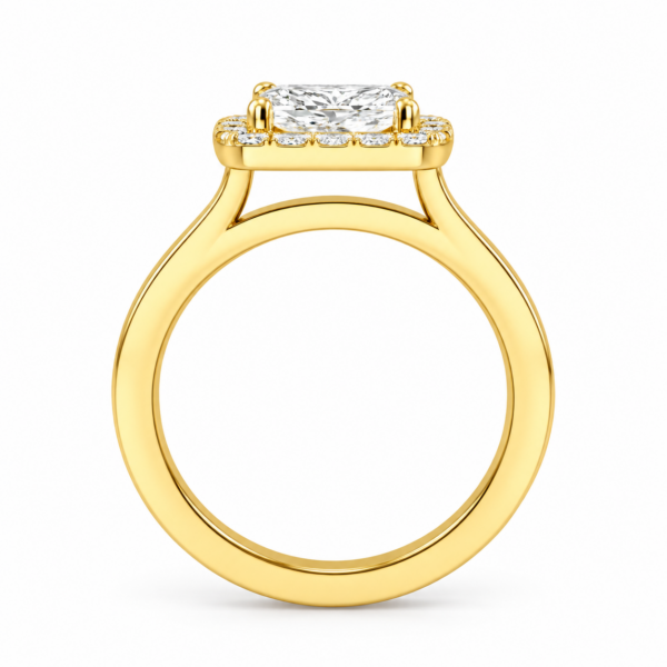 0.50ct Natural Radiant Halo Solitaire Engagement Ring