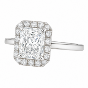 1.50ct Lab-Grown Radiant Halo Solitaire Engagement Ring