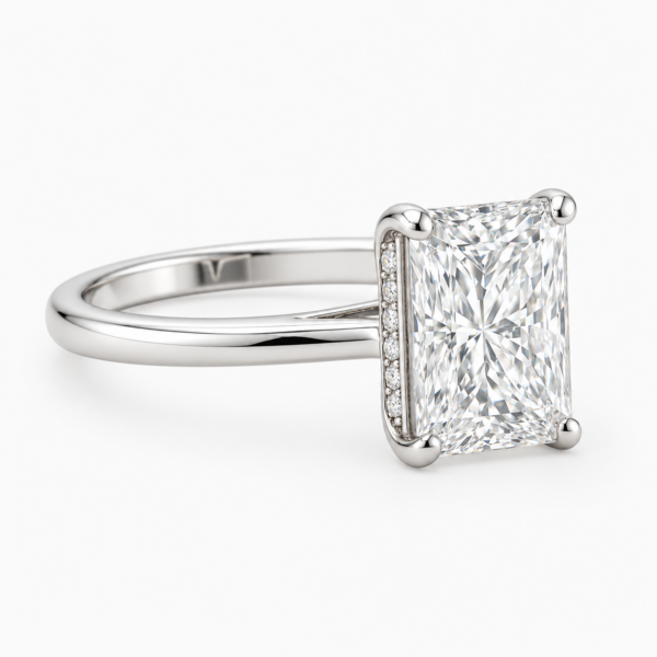 1.00ct Natural Radiant Hidden Halo Engagement Ring