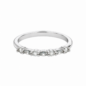 Lab-Grown Marquise & Round Wedding Band – 3mm Marquise + 1.5mm Round