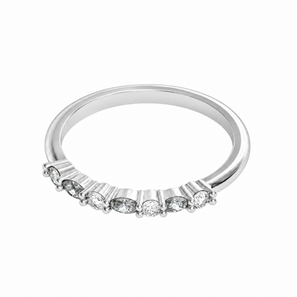 Lab-Grown Marquise & Round Wedding Band – 3mm Marquise + 1.5mm Round