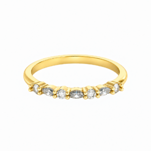 Lab-Grown Marquise & Round Wedding Band – 3.5mm Marquise + 1.8mm Round