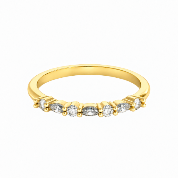 Lab-Grown Marquise & Round Wedding Band – 3.5mm Marquise + 1.8mm Round