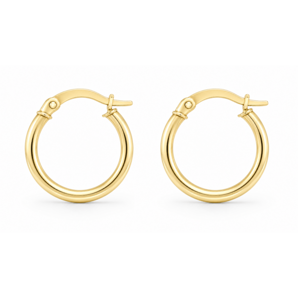 9K Yellow Gold D-Shape Knife Edge Hoop Earrings