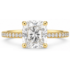1.00ct Lab-Grown Cushion Classic Side Stone Engagement Ring