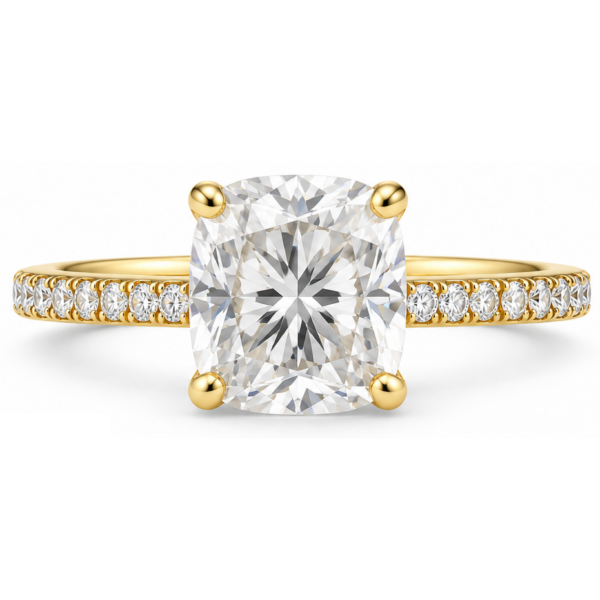 1.00ct Lab-Grown Cushion Classic Side Stone Engagement Ring