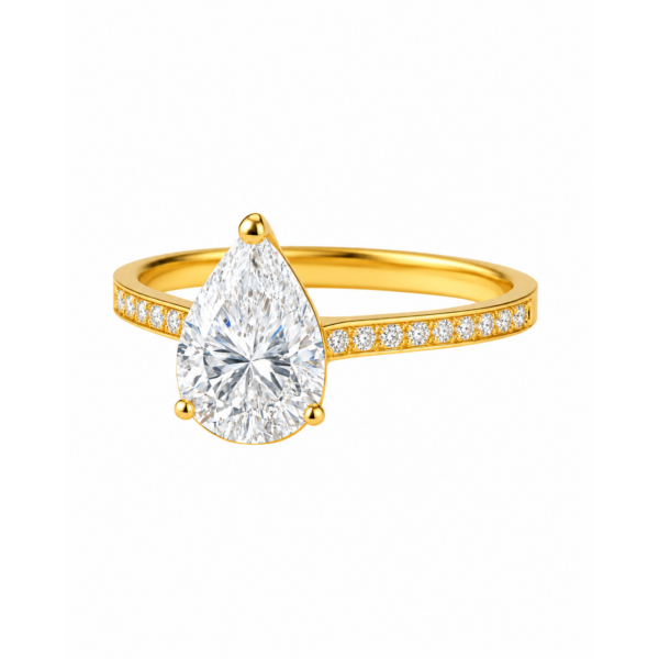 2.00ct Lab-Grown Pear Classic Side Stone Engagement Ring