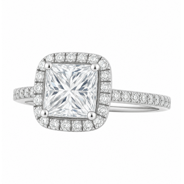 2.00ct Lab-Grown Princess Classic Halo Engagement Ring
