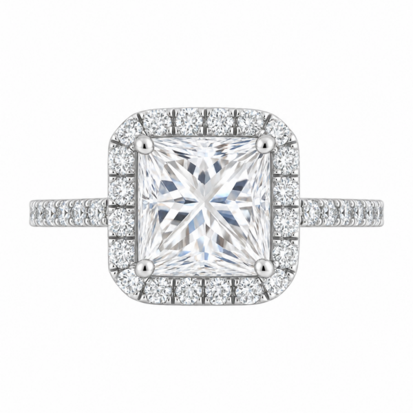 2.00ct Lab-Grown Princess Classic Halo Engagement Ring
