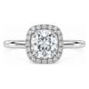 0.50ct Natural Cushion Halo Solitaire Engagement Ring