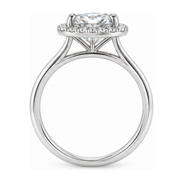 0.50ct Natural Cushion Halo Solitaire Engagement Ring
