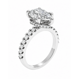 1.00ct Lab-Grown Pear Hidden Halo Engagement Ring