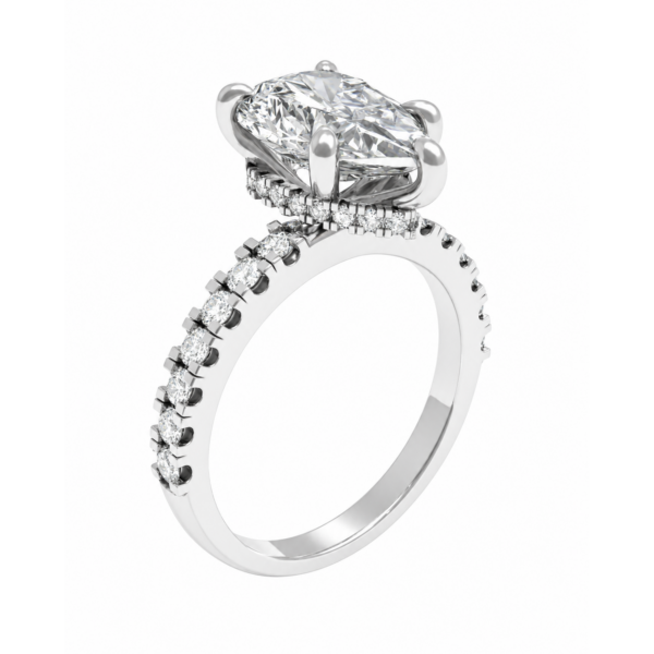 2.00ct Lab-Grown Pear Hidden Halo Engagement Ring